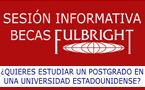 Logotip de les beques fulbright sobre fons vermell